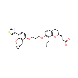 CCCc1c(OCCCOc2ccc(-c3cscn3)c(OC)c2CC2CC2)ccc2c1O[C@H](CCC(=O)O)CC2 ZINC000027996386