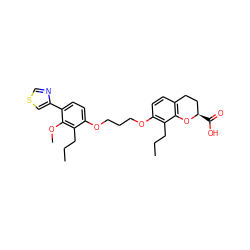 CCCc1c(OCCCOc2ccc(-c3cscn3)c(OC)c2CCC)ccc2c1O[C@H](C(=O)O)CC2 ZINC000003802757