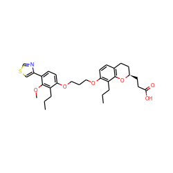 CCCc1c(OCCCOc2ccc(-c3cscn3)c(OC)c2CCC)ccc2c1O[C@H](CCC(=O)O)CC2 ZINC000027979775