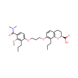 CCCc1c(OCCCOc2ccc(C(=O)N(C)C)c(OC)c2CCC)ccc2c1O[C@H](C(=O)O)CC2 ZINC000027885588