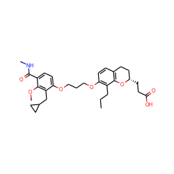 CCCc1c(OCCCOc2ccc(C(=O)NC)c(OC)c2CC2CC2)ccc2c1O[C@@H](CCC(=O)O)CC2 ZINC000013898716