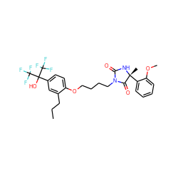 CCCc1cc(C(O)(C(F)(F)F)C(F)(F)F)ccc1OCCCCN1C(=O)N[C@](C)(c2ccccc2OC)C1=O ZINC000114058590