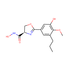 CCCc1cc(C2=N[C@@H](C(=O)NO)CO2)cc(O)c1OC ZINC000026940968