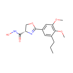 CCCc1cc(C2=N[C@H](C(=O)NO)CO2)cc(OC)c1OC ZINC000000006729