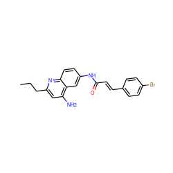 CCCc1cc(N)c2cc(NC(=O)/C=C/c3ccc(Br)cc3)ccc2n1 ZINC000038149801