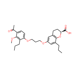 CCCc1cc(OCCCOc2ccc(C(C)=O)c(OC)c2CCC)cc2c1O[C@H](C(=O)O)CC2 ZINC000036189747
