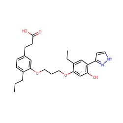 CCCc1ccc(CCC(=O)O)cc1OCCCOc1cc(O)c(-c2cc[nH]n2)cc1CC ZINC000013738050