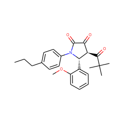 CCCc1ccc(N2C(=O)C(=O)[C@@H](C(=O)C(C)(C)C)[C@@H]2c2ccccc2OC)cc1 ZINC000169694914