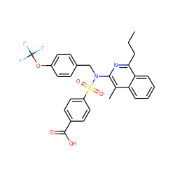 CCCc1nc(N(Cc2ccc(OC(F)(F)F)cc2)S(=O)(=O)c2ccc(C(=O)O)cc2)c(C)c2ccccc12 ZINC000203772517