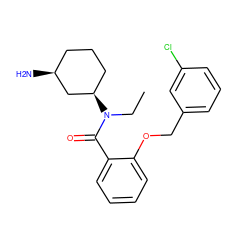 CCN(C(=O)c1ccccc1OCc1cccc(Cl)c1)[C@@H]1CCC[C@H](N)C1 ZINC000096286333