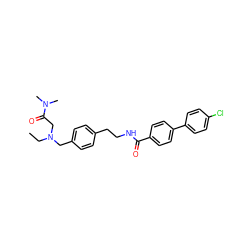 CCN(CC(=O)N(C)C)Cc1ccc(CCNC(=O)c2ccc(-c3ccc(Cl)cc3)cc2)cc1 ZINC000473093194