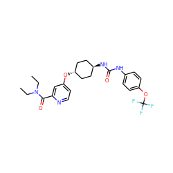 CCN(CC)C(=O)c1cc(O[C@H]2CC[C@H](NC(=O)Nc3ccc(OC(F)(F)F)cc3)CC2)ccn1 ZINC000261166946