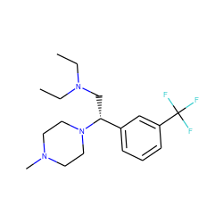 CCN(CC)C[C@H](c1cccc(C(F)(F)F)c1)N1CCN(C)CC1 ZINC000028526835