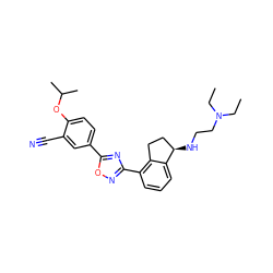 CCN(CC)CCN[C@@H]1CCc2c(-c3noc(-c4ccc(OC(C)C)c(C#N)c4)n3)cccc21 ZINC000198843495