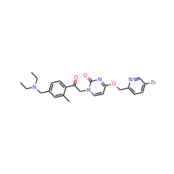 CCN(CC)Cc1ccc(C(=O)Cn2ccc(OCc3ccc(Br)cn3)nc2=O)c(C)c1 ZINC000169711429
