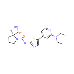 CCN(CC)c1cc(-c2cnc(NC(=O)N3CCC[C@@]3(C)C(N)=O)s2)ccn1 ZINC000098194485