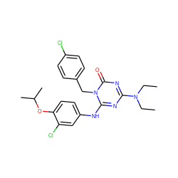 CCN(CC)c1nc(Nc2ccc(OC(C)C)c(Cl)c2)n(Cc2ccc(Cl)cc2)c(=O)n1 ZINC000200522808