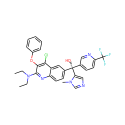 CCN(CC)c1nc2ccc([C@@](O)(c3ccc(C(F)(F)F)nc3)c3cncn3C)cc2c(Cl)c1Oc1ccccc1 ZINC000219782355