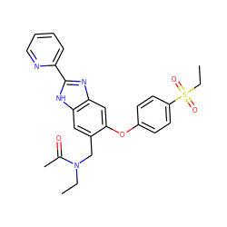 CCN(Cc1cc2[nH]c(-c3ccccn3)nc2cc1Oc1ccc(S(=O)(=O)CC)cc1)C(C)=O ZINC000045387719