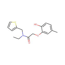CCN(Cc1cccs1)C(=O)COc1cc(C)ccc1O ZINC000143692280