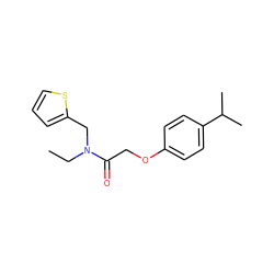 CCN(Cc1cccs1)C(=O)COc1ccc(C(C)C)cc1 ZINC000060906157