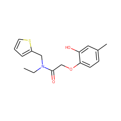 CCN(Cc1cccs1)C(=O)COc1ccc(C)cc1O ZINC000143192713