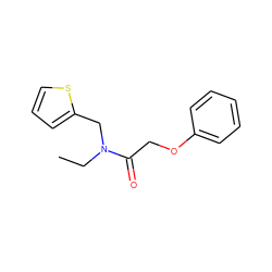 CCN(Cc1cccs1)C(=O)COc1ccccc1 ZINC000078925498