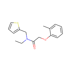 CCN(Cc1cccs1)C(=O)COc1ccccc1C ZINC000143534386