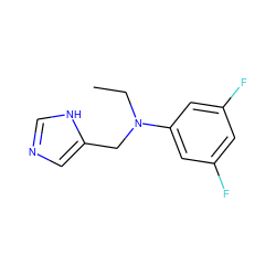 CCN(Cc1cnc[nH]1)c1cc(F)cc(F)c1 ZINC000096177550