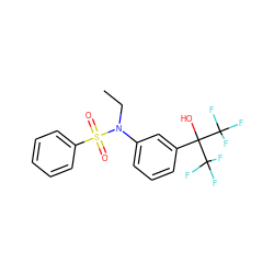 CCN(c1cccc(C(O)(C(F)(F)F)C(F)(F)F)c1)S(=O)(=O)c1ccccc1 ZINC000103248844