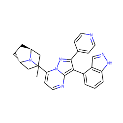 CCN1[C@H]2CC[C@H]1CC(c1ccnc3c(-c4cccc5[nH]ncc45)c(-c4ccncc4)nn13)C2 ZINC000101299381