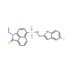 CCN1C(=O)c2cccc3c(S(=O)(=O)NCc4cc5cc(F)ccc5[nH]4)ccc1c23 ZINC000169306586