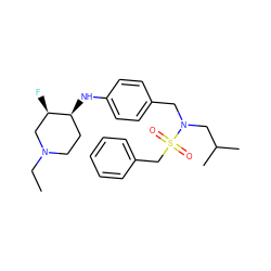 CCN1CC[C@H](Nc2ccc(CN(CC(C)C)S(=O)(=O)Cc3ccccc3)cc2)[C@H](F)C1 ZINC000224310283