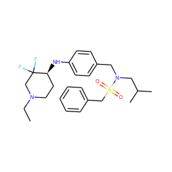 CCN1CC[C@H](Nc2ccc(CN(CC(C)C)S(=O)(=O)Cc3ccccc3)cc2)C(F)(F)C1 ZINC000224309344