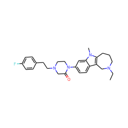 CCN1CCCc2c(c3ccc(N4CCN(CCc5ccc(F)cc5)CC4=O)cc3n2C)C1 ZINC000115010873
