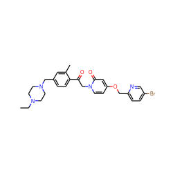 CCN1CCN(Cc2ccc(C(=O)Cn3ccc(OCc4ccc(Br)cn4)cc3=O)c(C)c2)CC1 ZINC000169711418