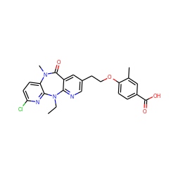 CCN1c2ncc(CCOc3ccc(C(=O)O)cc3C)cc2C(=O)N(C)c2ccc(Cl)nc21 ZINC000013671805