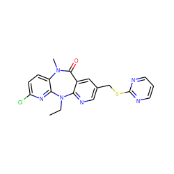 CCN1c2ncc(CSc3ncccn3)cc2C(=O)N(C)c2ccc(Cl)nc21 ZINC000006385150
