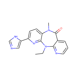 CCN1c2ncccc2C(=O)N(C)c2ccc(-c3cnc[nH]3)nc21 ZINC000013744648