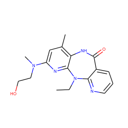 CCN1c2ncccc2C(=O)Nc2c(C)cc(N(C)CCO)nc21 ZINC000006385187