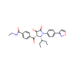 CCNC(=O)c1ccc(C(=O)[C@@H]2C(=O)C(=O)N(c3ccc(-c4ccon4)cc3)[C@@H]2C(CC)CC)cc1 ZINC000139252295