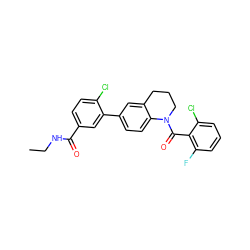 CCNC(=O)c1ccc(Cl)c(-c2ccc3c(c2)CCCN3C(=O)c2c(F)cccc2Cl)c1 ZINC000211182113
