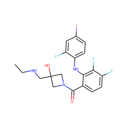 CCNCC1(O)CN(C(=O)c2ccc(F)c(F)c2Nc2ccc(I)cc2F)C1 ZINC000060325970