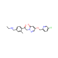 CCNCc1ccc(C(=O)Cn2ncc(OCc3ccc(Cl)cn3)cc2=O)c(C)c1 ZINC000169711458