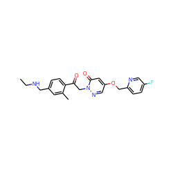 CCNCc1ccc(C(=O)Cn2ncc(OCc3ccc(F)cn3)cc2=O)c(C)c1 ZINC000169711449
