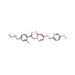 CCNCc1ccc(C(=O)Cn2ncc(OCc3ccc(OC)cn3)cc2=O)c(C)c1 ZINC000169711482
