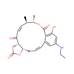 CCNc1cc(O)c2c(c1)/C=C/C[C@@H]1OC(=O)O[C@@H]1C(=O)/C=C\[C@@H](C)[C@H](C)OC2=O ZINC000201699928