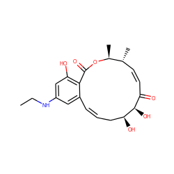 CCNc1cc(O)c2c(c1)/C=C/C[C@H](O)[C@H](O)C(=O)/C=C\[C@@H](C)[C@H](C)OC2=O ZINC000034374629