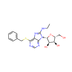 CCNc1nc2c(SCc3ccccc3)ncnc2n1[C@@H]1O[C@H](CO)[C@@H](O)[C@H]1O ZINC000013607470