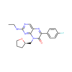 CCNc1ncc2nc(-c3ccc(F)cc3)c(=O)n(C[C@H]3CCCO3)c2n1 ZINC000004238838